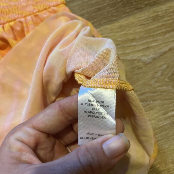 Dr 2 Women’s XL Orange Peplum Smocked Off The Shoulder Flutter Ruffle Blouse - Picture 3 of 6